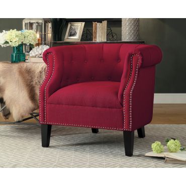 Caldwell Red Linen Accent Chair