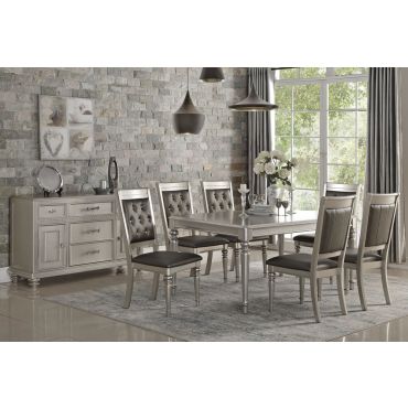 Campbell Silver Finish Contemporary Table Set