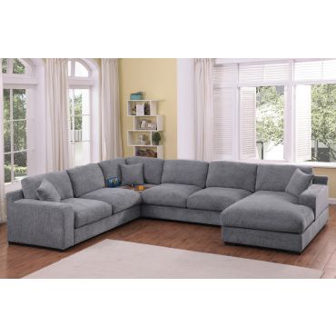 Camryn Sectional With Console Grey Chenille