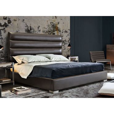 Carla Grey Leather Modern Bed