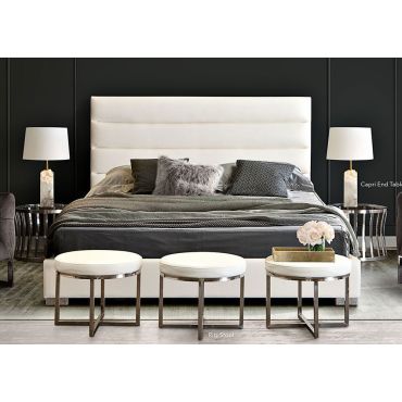 Carla Modern White Leather Bed