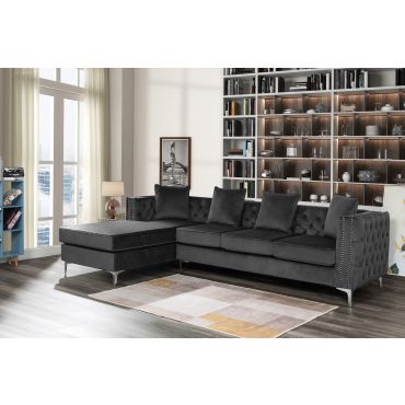 Carmon Grey Velvet Reversible Sectional