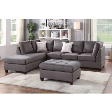 Casablanca Grey Microfiber Sectional Sofa Set