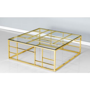Cayla Square Glass Top Coffee Table Gold Finish