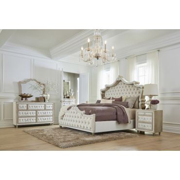 Celeste French Style Bedroom Set Crystal Tufted