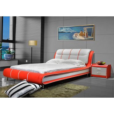 Cerchio Red and White Leather Bed