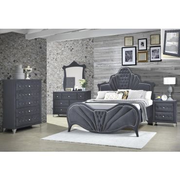 Chareau Grey Velvet Upholstered Bedroom