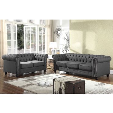 Charleston Chesterfield Sofa Charcoal Linen