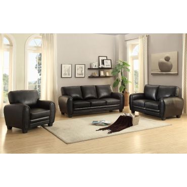 Charley Black Leather Sofa