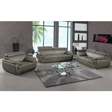 Chaska Grey Leather Living Room Furniture
