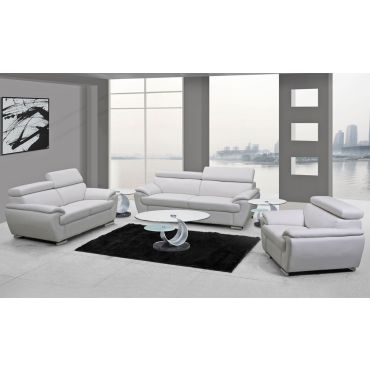 Chaska White Genuine Leather Living Room