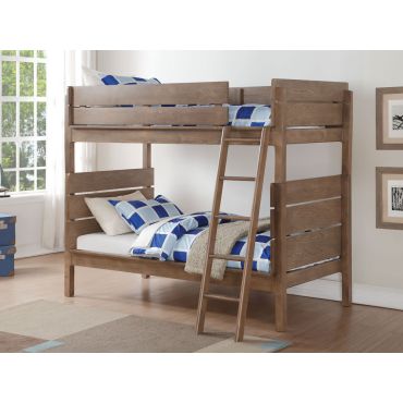 Chavira Rustic Oak Finish Bunk Bed