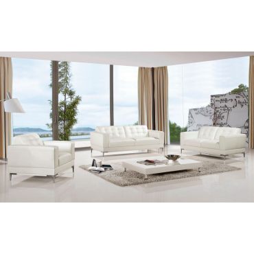 Chelsea White Italian Leather Modern Sofa