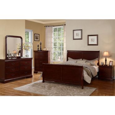 Cherry Finish Sleigh Bed 9231