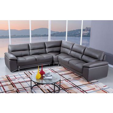 Chiara Gray Italian Leather Sectional