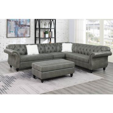 Chris Slate Grey Chesterfield Sectional