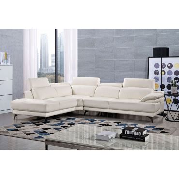 Cidro White Leather Modern Sectional