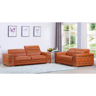 Arianna Peach Leather Sofa