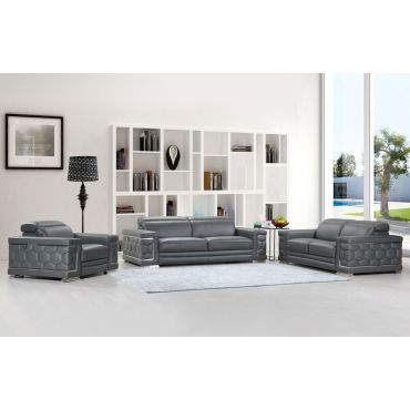 Clovis Gray Sofa With Adjustable Headrests