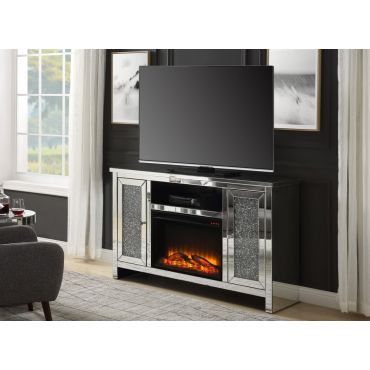 Clyde Mirrored Media Console Fireplace