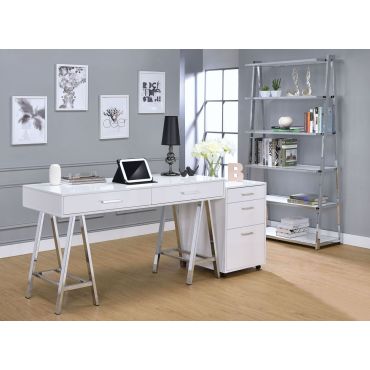 Coleen Office Desk White Lacquer Finish