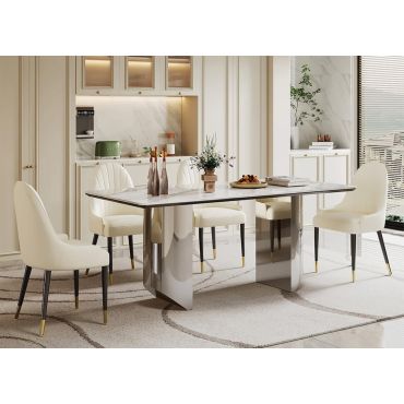 Coleville Faux Marble Top Dining Table Set