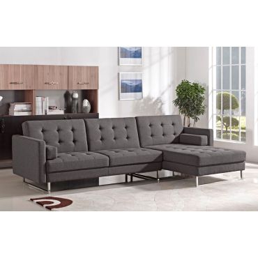 Colvert Charcoal Fabric Sectional Sleeper