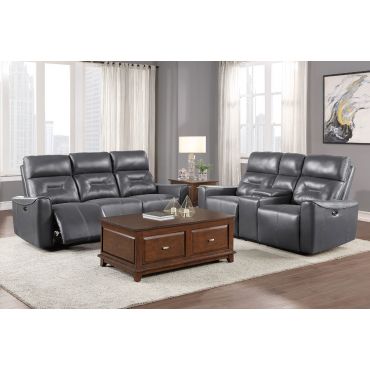 Comet Power Recliner Sofa Grey Leather