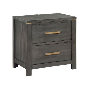 Concerto Gray Night Stand With Gold Accents