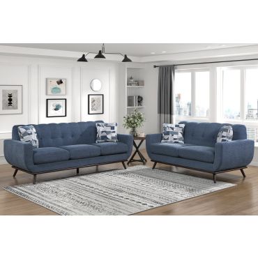 Concord Blue Chenille Sofa Set