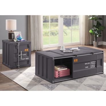 Container Gunmetal Finish Storage Coffee Table