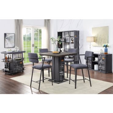 Container Pub Table Set Gunmetal Finish