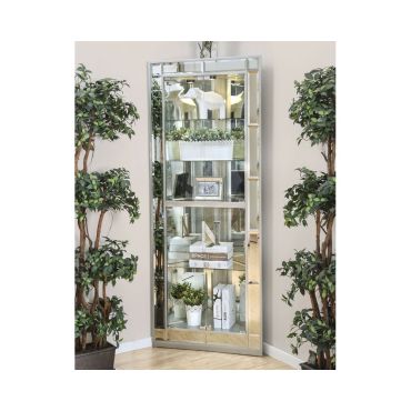 Convex Mirrored Corner Curio Cabinet