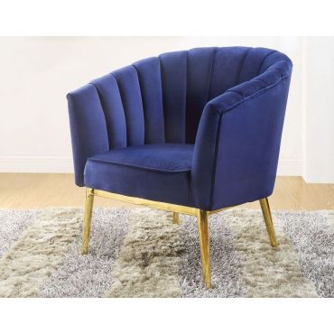 Coral Blue Velvet Accent Chair