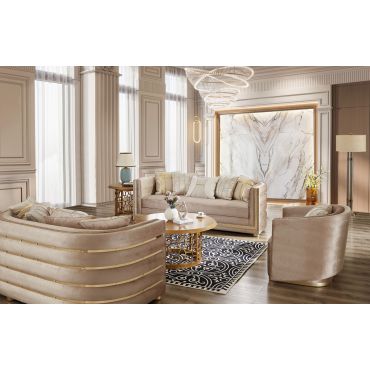 Cornelia Sofa Set With Gold Accents