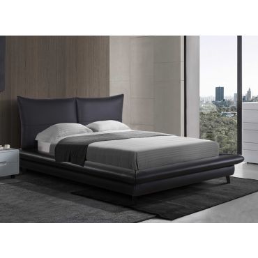 Corsi Black Leather Platform Bed