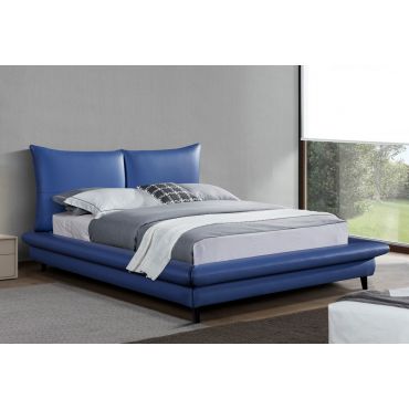 Corsi Blue Leather Platform Bed