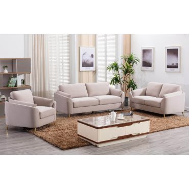 Crawford Modern Sofa Set Beige Linen