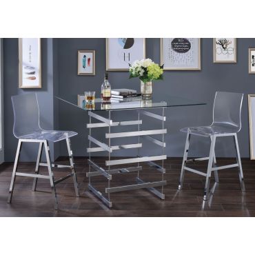 Cronus Modern Glass Top Pub Table Set