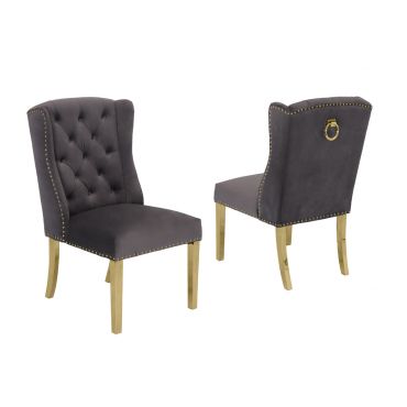Curver Grey Velvet Chair Gold