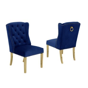 Curver Nay Blue Velvet Chair Gold