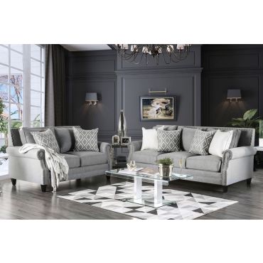 Dalena Gray Fabric Living Room