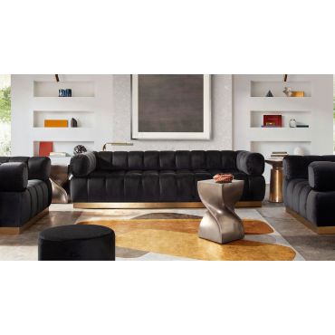 Dasha Black Velvet Sofa Set