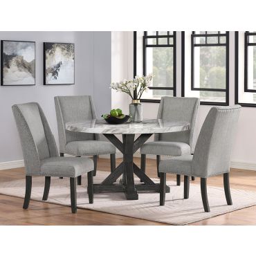 Debbie Round Faux Marble Dining Table Set