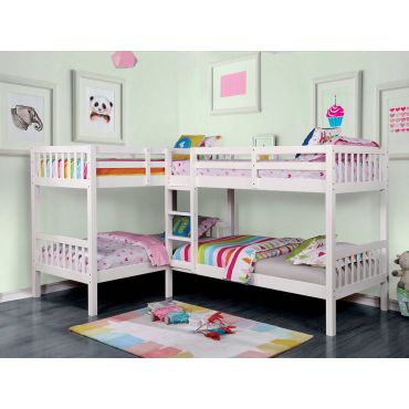 Debny White Quadruple Twin Bunkbed