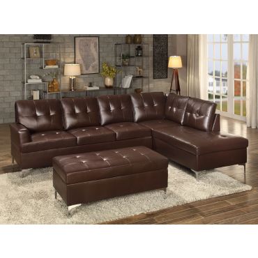 Degah Brown Leather Modern Sectional