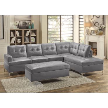 Degah Grey Leather Sectional Sofa