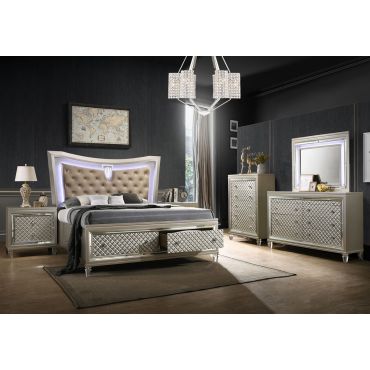 Dehon Bed With LED Lights Champagne Finish