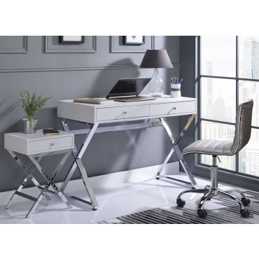 Delaney White Lacquer Finish Office Desk