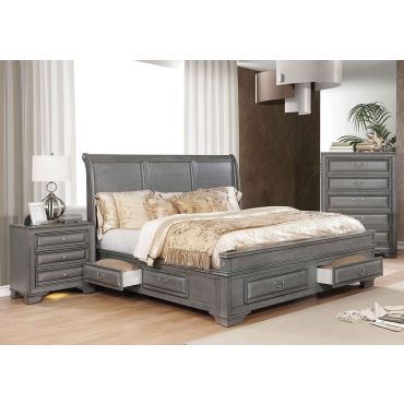 Delano Gray Finish Storage Bed